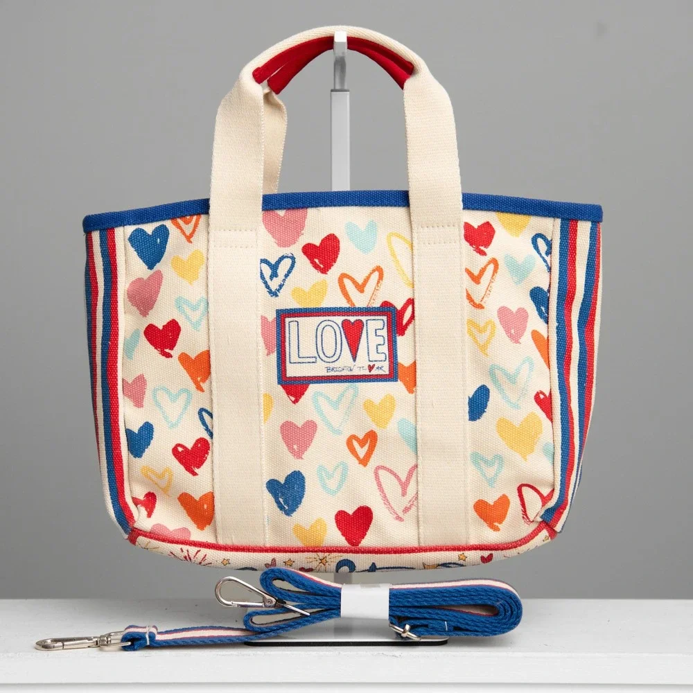 Brighton Purse NWOT Love Sparkle and Shine Canvas Tote Bag Heart Print Crossbody